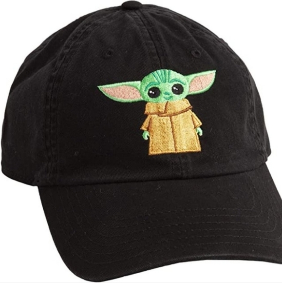 Star Wars The Mandalorian The Child Embroidered Black Cap Hat Ages 14+ OSFM EUC - Picture 6 of 6
